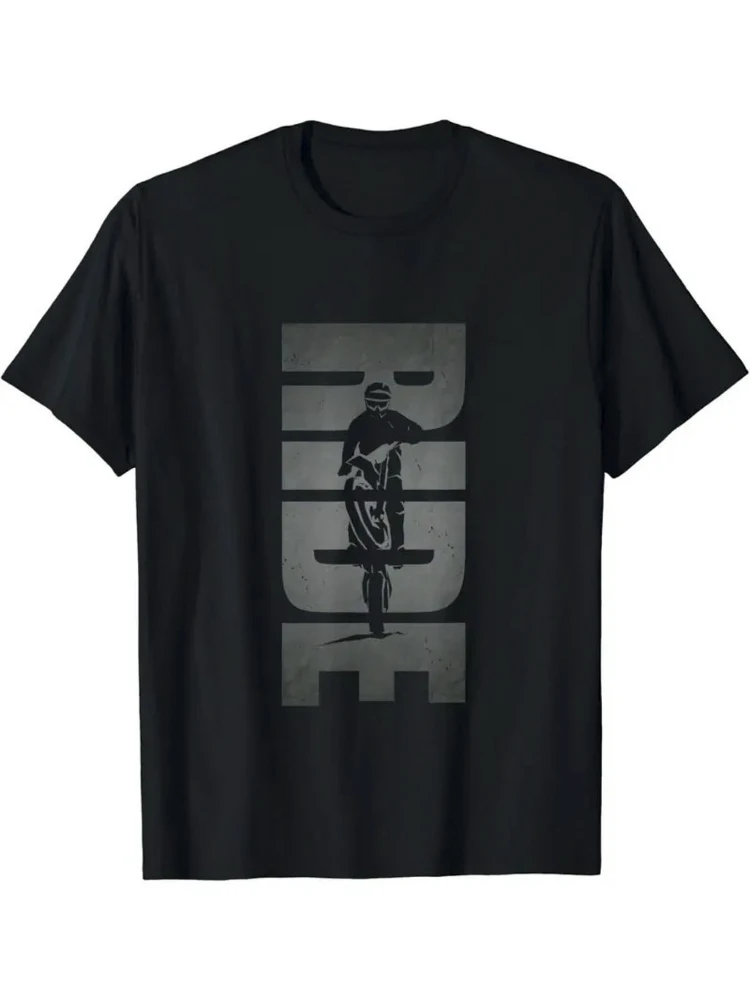 

Men's Casual Off-Road Motorcycle Graphic - 100% CottonShort Sleeve, Round Neck, with "RIDE" PrintT-Shirt .