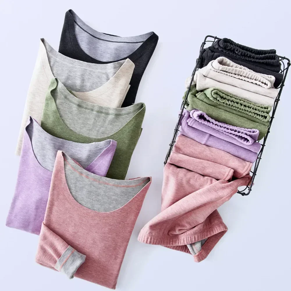 Conjunto de Calzoncillos térmicos de lana para hombre y mujer, ropa cálida sin costuras de primera calidad, ropa interior Sexy de invierno larga