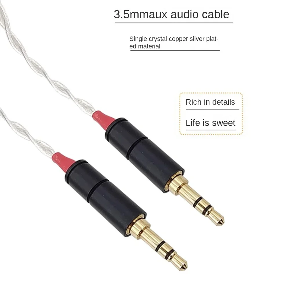 Dutch single crystal copper silver-plated 3.5 pairs of recording cable 3.5 stereo AUX mobile phone car audio cable