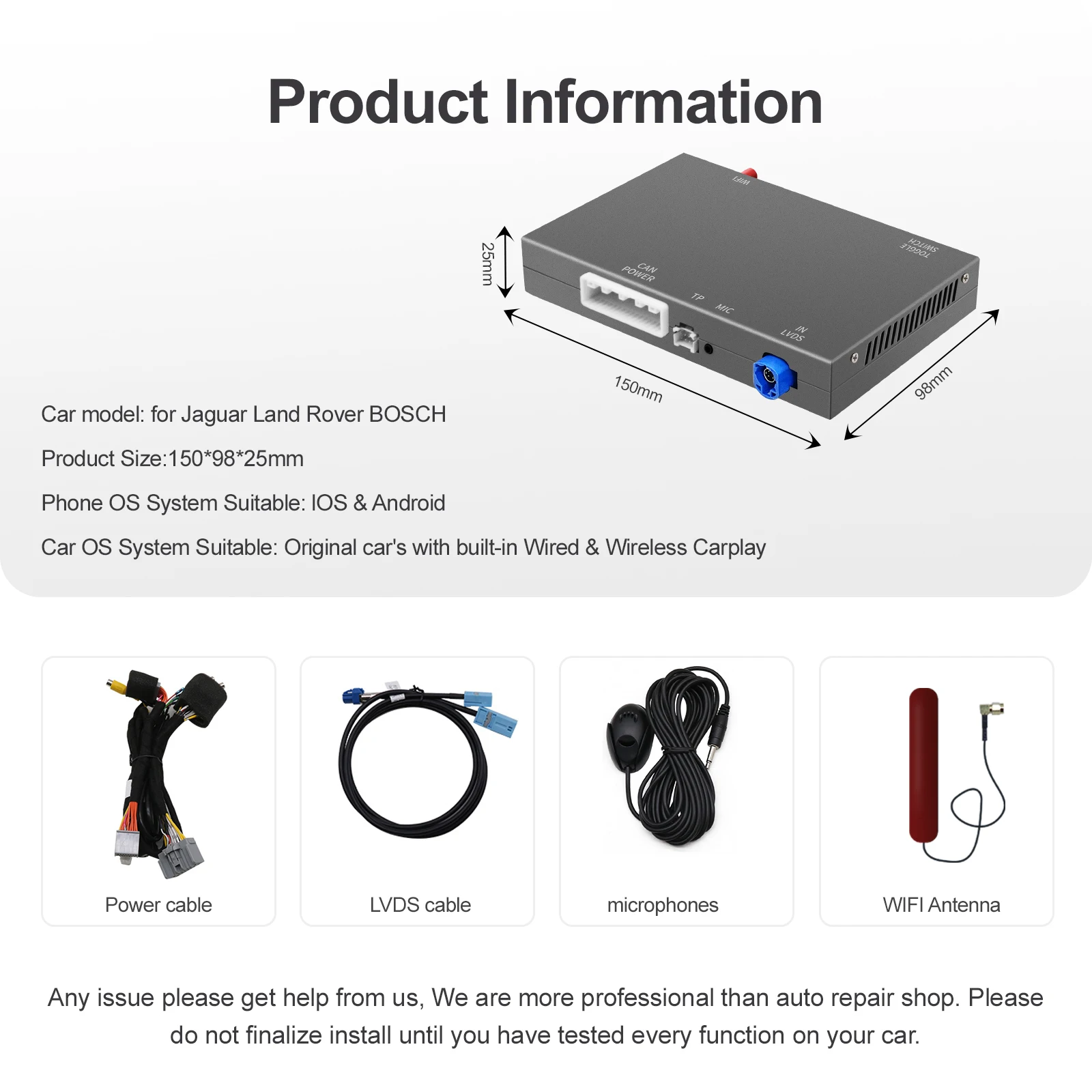 2025 New Wireless Carplay For Land Rover Jaguar Bosch Discovery 4 Aurora Freelander 2 XE XF XJ Airplay  Android Auto - view 3