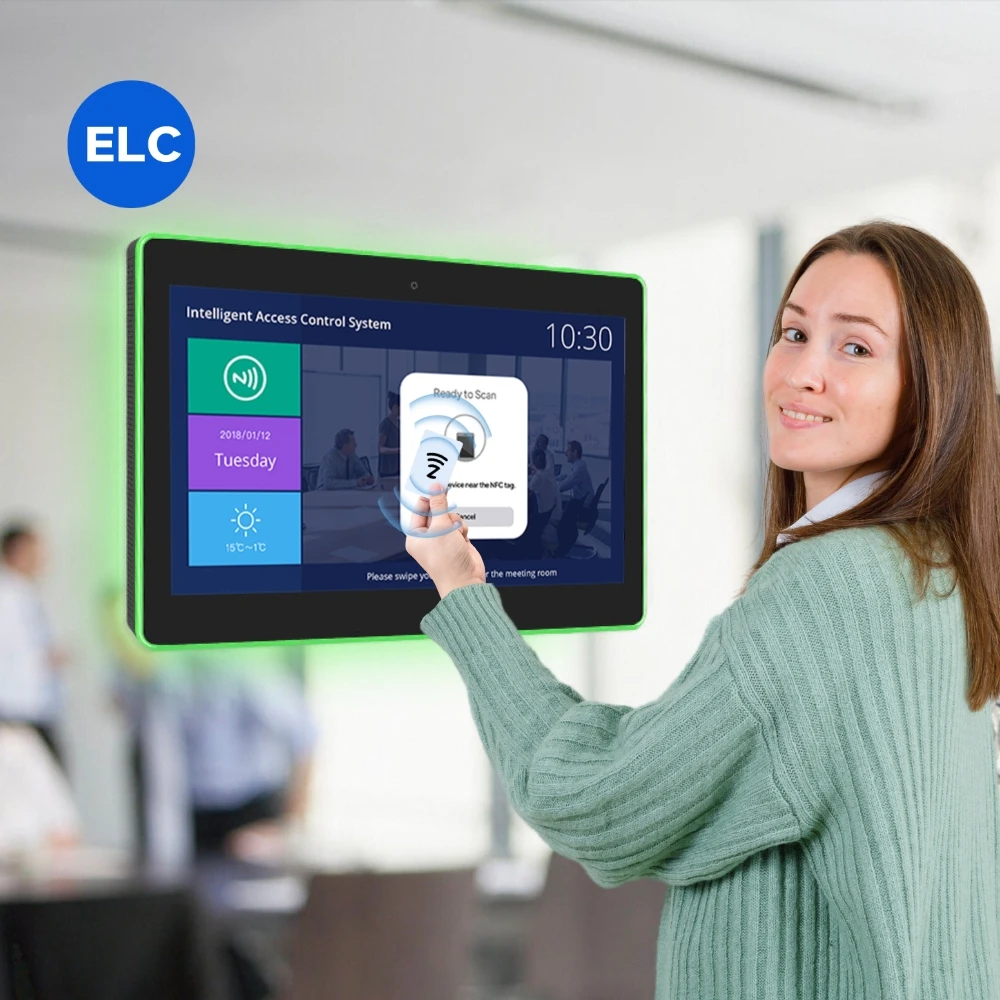 8 Inch Android NFC Wall Mount Tablet POE Touch Screen Meeting Room Android 11 Tablet 2+16GB Surrounding Led Light Tablette PC
