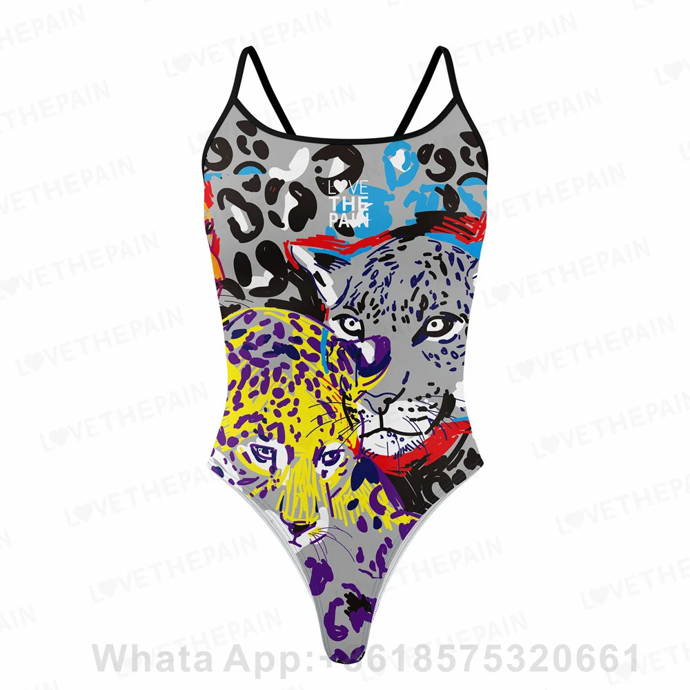 

Love The Pain Ladies Sexy Thin Belt Swimsuit One-piece Triangle Athletic Sports Quick-drying Functional Training Swimsuit Women