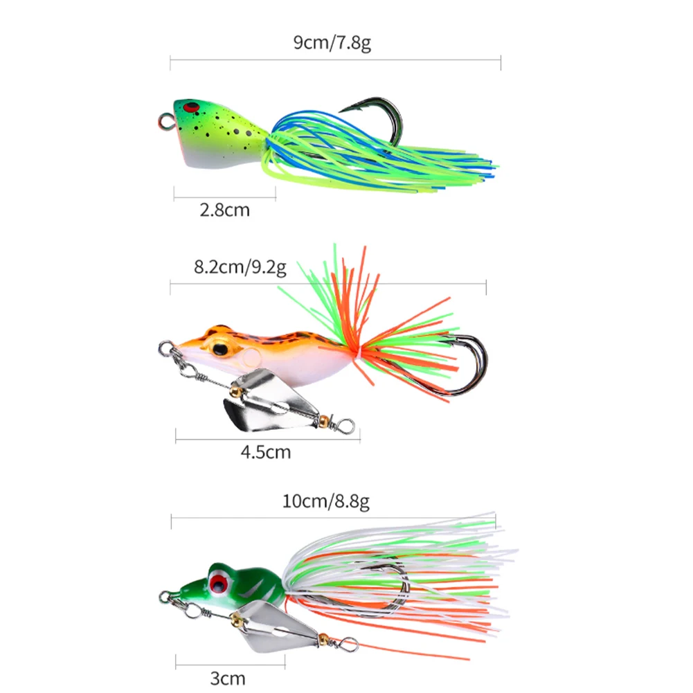 

3D Walk Frog Fishing Lure Hard Bait For Bass Pike With Sound Beads For Splash Action Topwater Fake Lure 5pcs Set For Freshwater