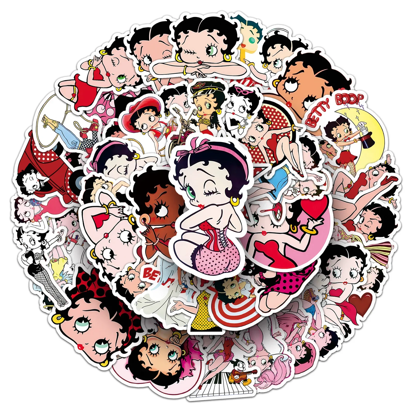 50pcs Miss Betty Cartoon Animation Character Peripheral Waterproof Decorative Notebook Computer Thermos Cup Sticker