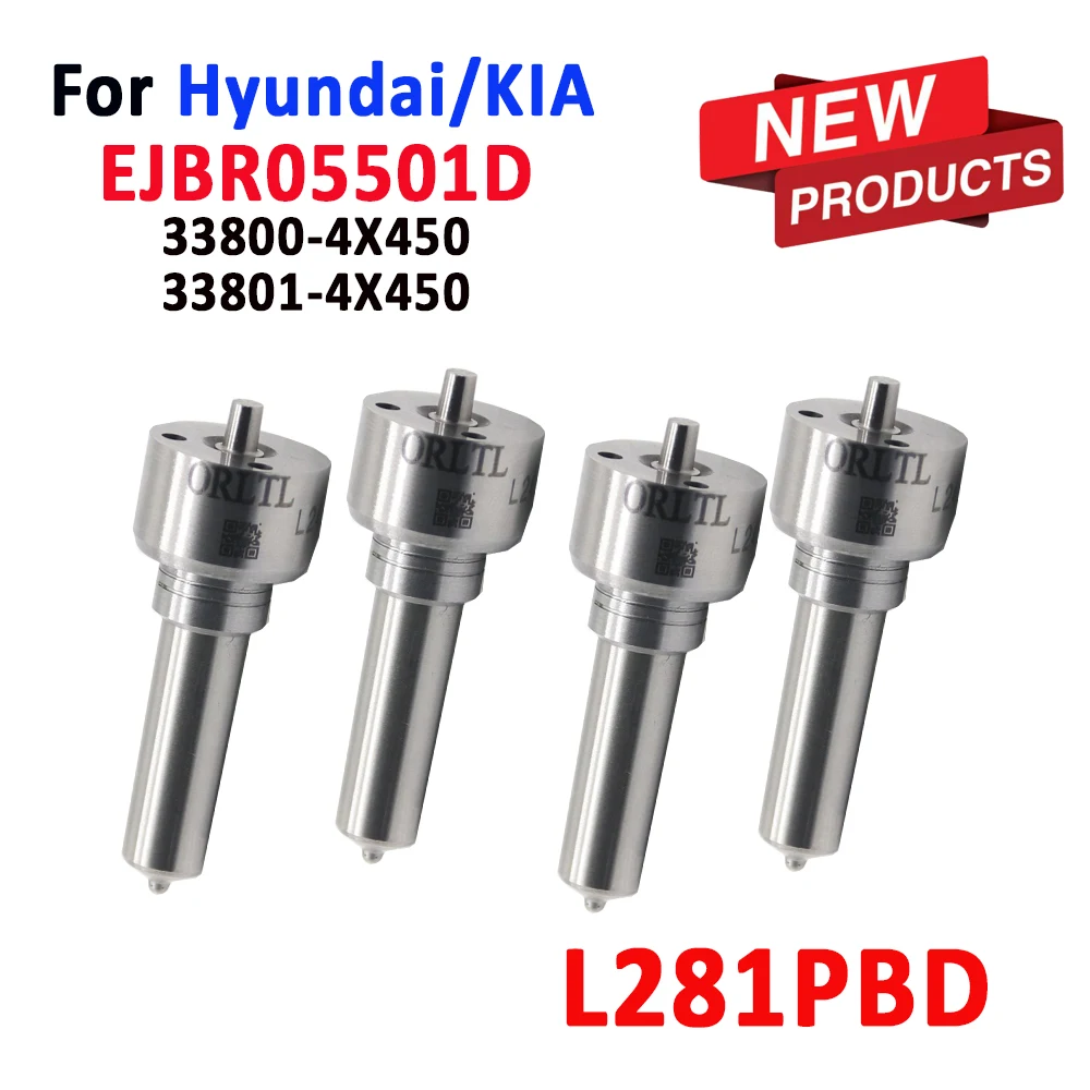 4PCS DIESEL Injector EJBR05501D 33800-4X450 33801-4X450 Fuel Nozzle L281PBD Spray Nozzle L281PRD Injection for Hyundai/KIA