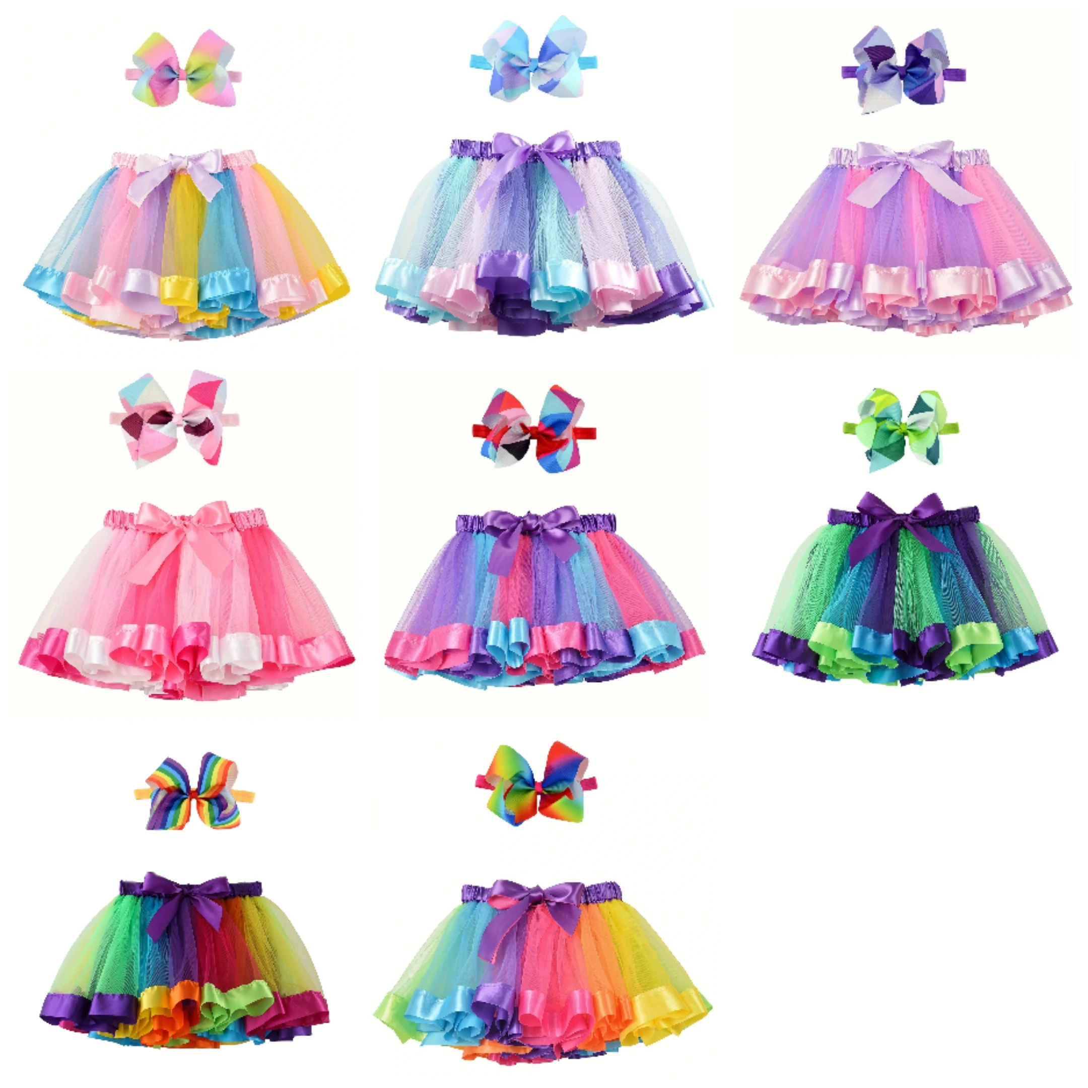 Mini skirt Party With Hairpin 2024 Tutu Skirt Baby Girl Skirts Princess Rainbow Tulle Skirts Girls Clothes Children Clothing