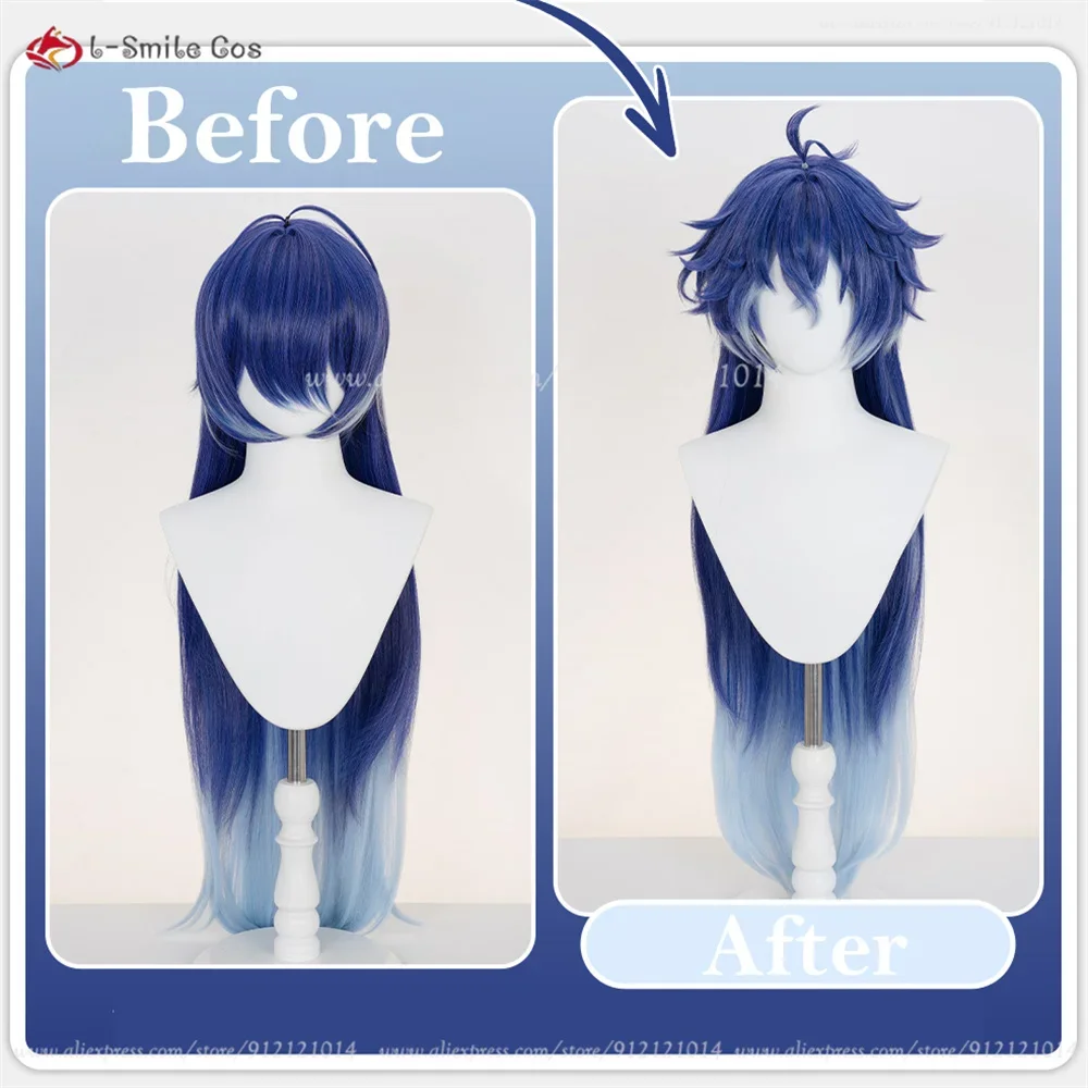 Anime Kyryll Chudomirovich Flins Cosplay Wig 90cm Blue Gradient Wigs Heat Resistant Synthetic Hair For Flins Halloween Cos Wig