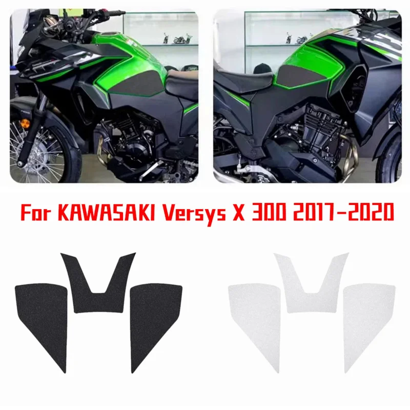 Motorcycle Gas Tank Slip Sticker Side Knee Fuel Tank Anti Slip Grip Pads For KAWASAKI Versys X 300 2017-2020