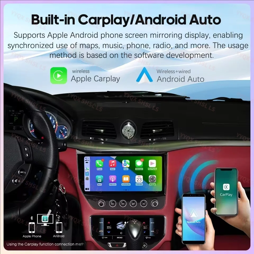 For Maserati GranTurismo GT 2007-2015 Android 14 Car Radio Stereo Replacement GPS Multimedia Player AC Panel Touch Screen