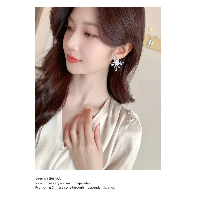 FXLRY المتقدمة تحسس مايكرو مطعمة الزركون مبالغ فيها شخصية S925 الفضة إبرة أقراط الموضة الأنيقة للنساء