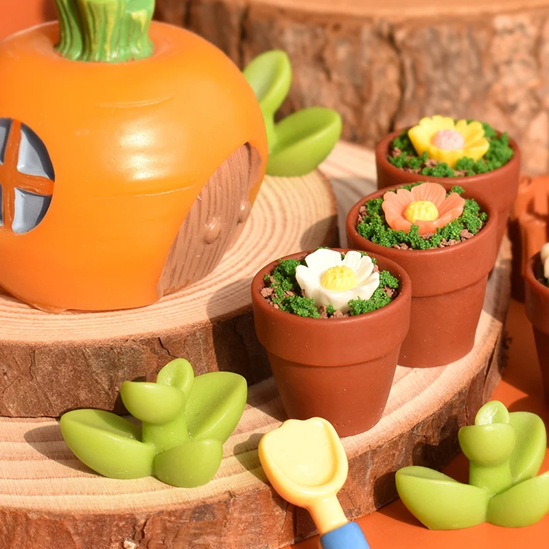 10 Teile/satz Puppenhaus Miniatur Terrakotta Blumentöpfe Modell Mini Simulation Blumentopf Möbel Spielzeug Puppe Haus Dekor Zubehör