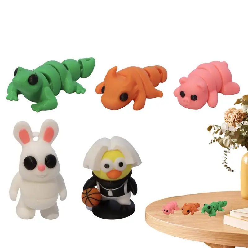 3D Printed Animals 5 Pieces Animal Figures 3D Printed Little Animals Animal Fidget Toys Tiny Animal Figurines For Shelves Tables