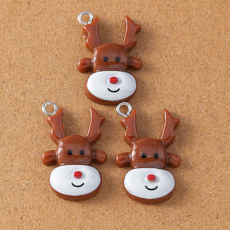 10 قطع لطيف الراتنج عيد الميلاد سحر الأيائل ثلج سانتا كلوز المعلقات ل أقراط قلادة سوار DIY عيد الميلاد مجوهرات اكسسوارات