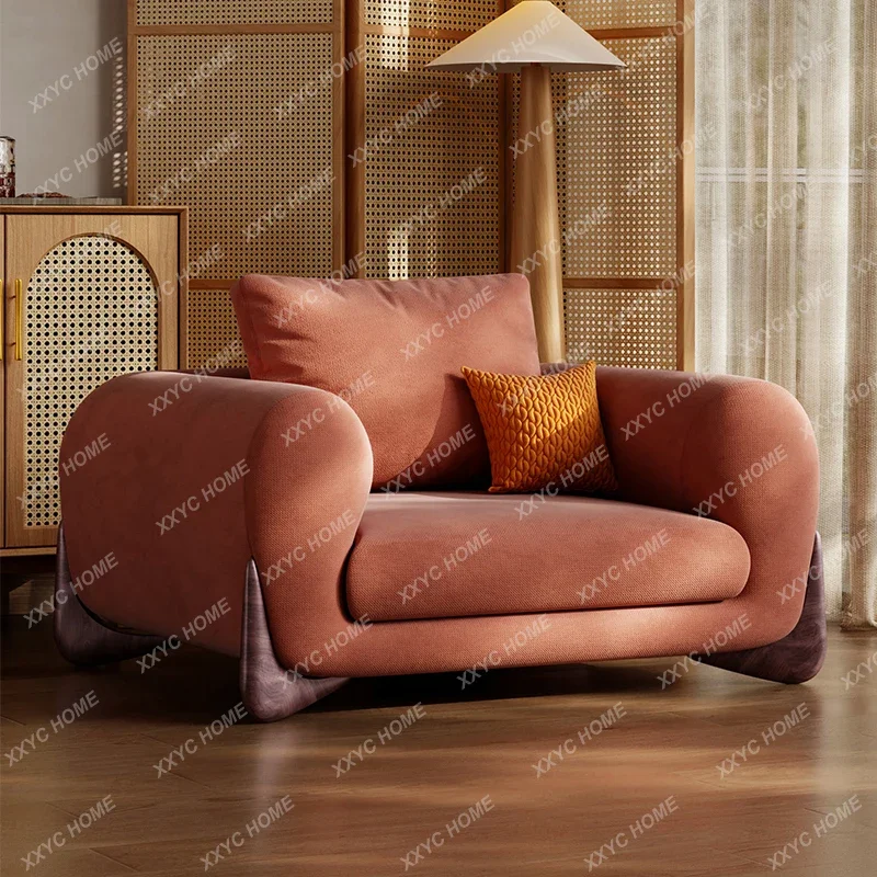 

VHHcream antique single sofa chair casual solid wood hotel living room balcony single chair
