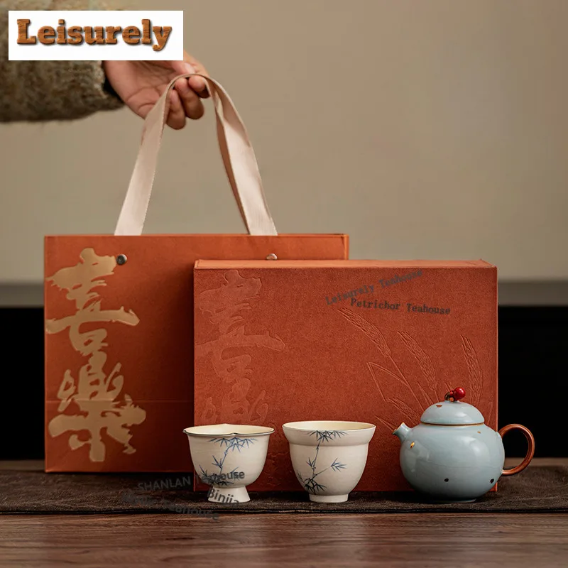 

Gold Sprinkled Ru Kiln Tea Set Complete Set Boutique Porcelain Bowls Tea Ceremony Set Teapot And Tea Cup Set Tea Items 1pc/pot