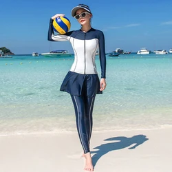 Plus Size Conservative Swimming Suit For Women Muslim Swimwear Five Piece Swimsuit Long Sleeve Beach Wear Swimdres Bathingg Suit