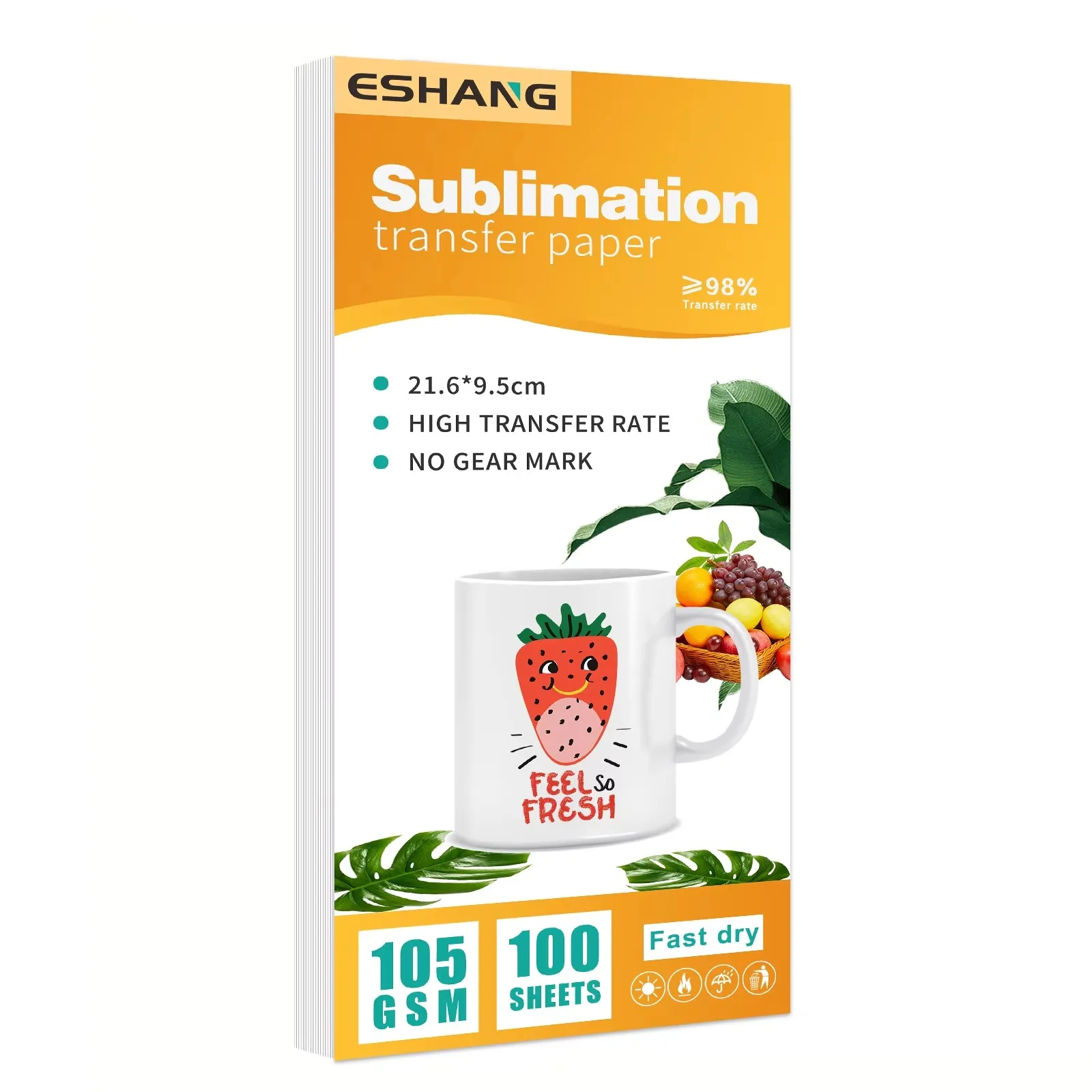 

ESHANG 100 Sheets 3.7x8.5inch Sublimation Transfer Paper for Mugs High QualityPrint Transfer 105G