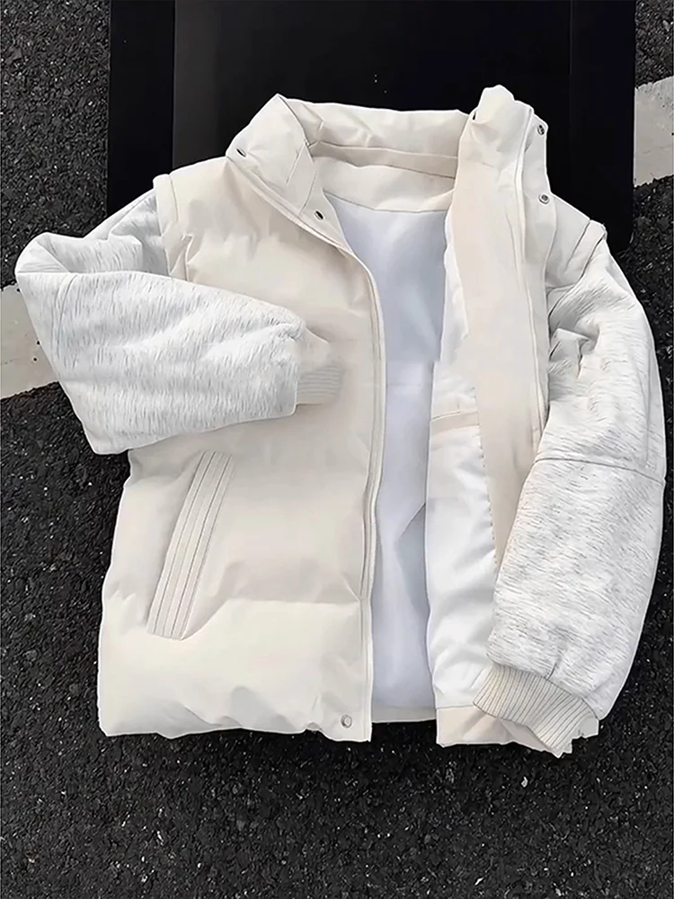 

Мужская хлопковая куртка с капюшоном, утепленная, с пэчворком, из полиэфирного волокна, с длинными рукавами, на молнии, цветная, зимняя