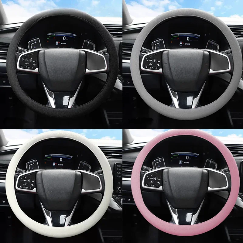 Silica Gel Steering Wheel Cover Full Surrounded Elastic Car Steer Wheel Protector Anti Slip Universal for 33cm-40cm