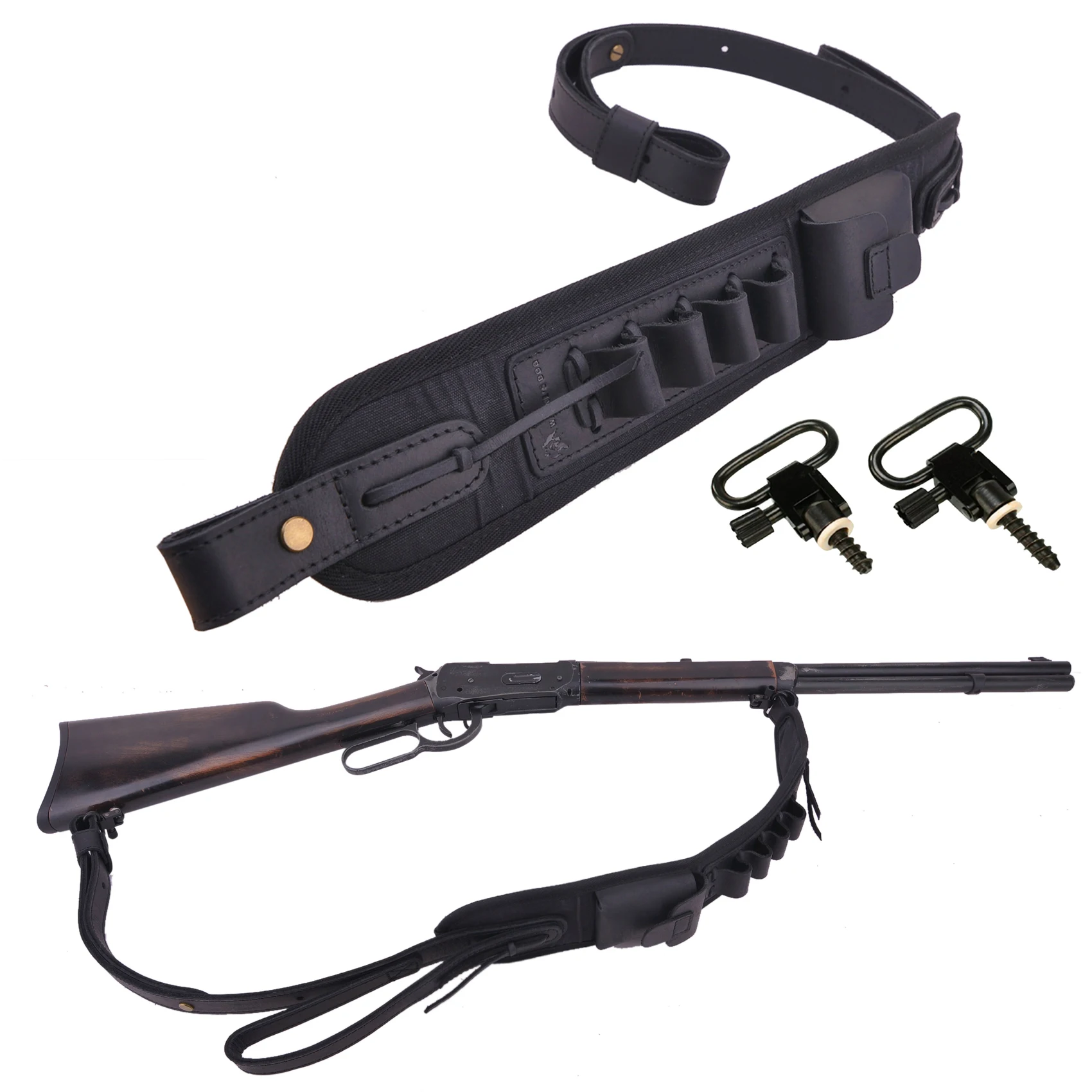 

Tactical Leather Shotgun Sling Adjusted Gun Shoulder Strap Hunting Shooting for 16Gauge in Black