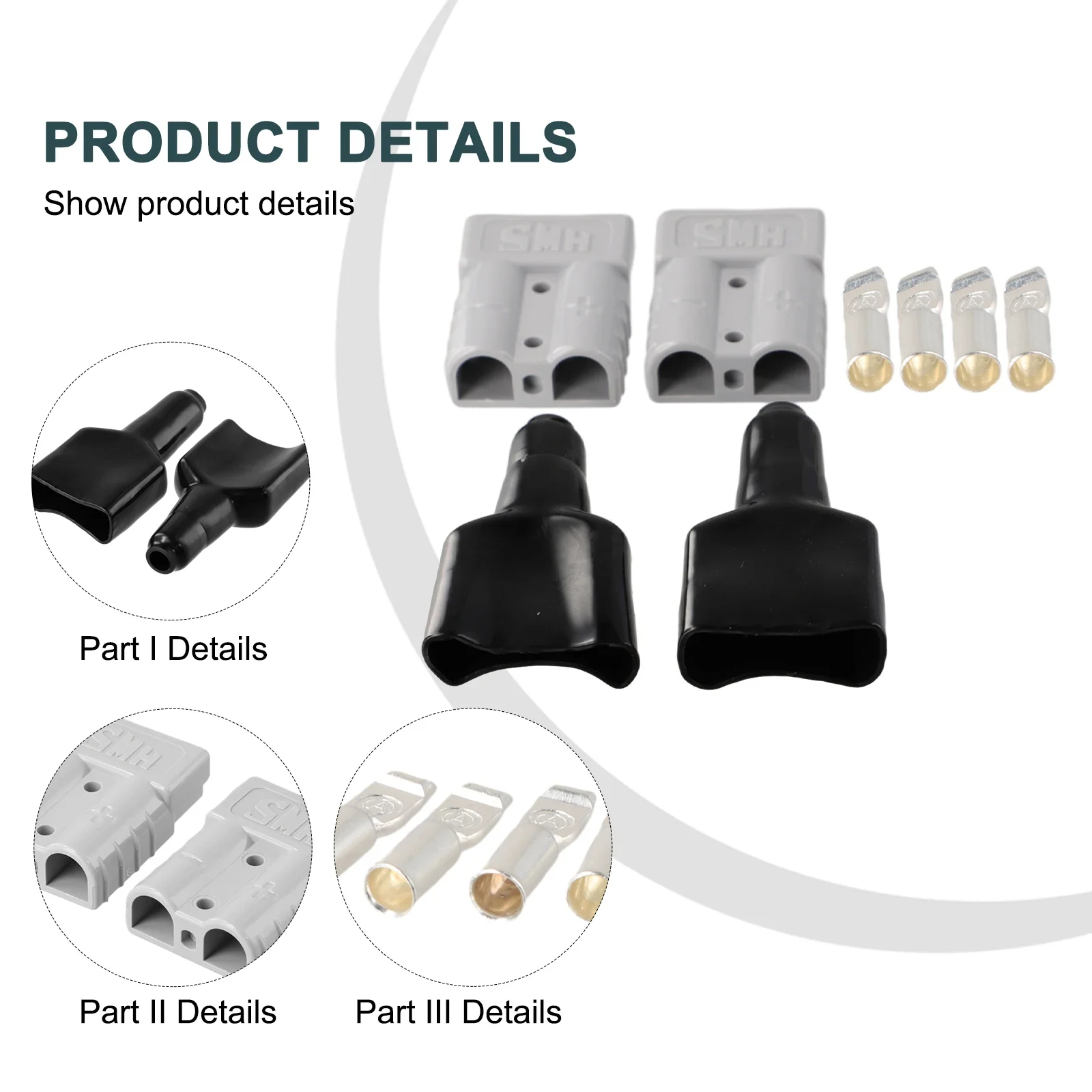 Waterproof For Anderson Plug Cable Connector 2X Jackets Silver Plated Contacts 50A Terminal Keyed Housing Easy DIY Installation