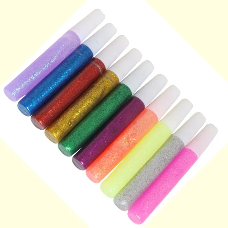 10pcs Colored Glitter Golden Onion Powder Glue Office School Supply Super Liquid PVAL Adhesive Student Painting Pen Party Gift