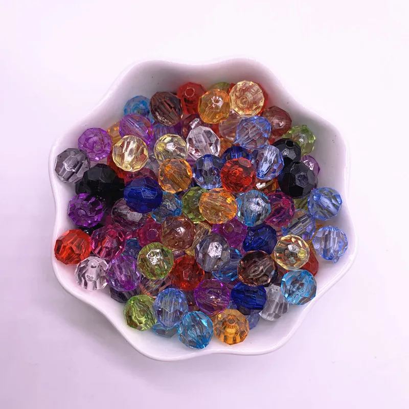 New 6/8/10mm Transparent Faceted Ball Acrylic Beads Loose Spacer Beads for Jewellery Making DIY Bracelet Accessories