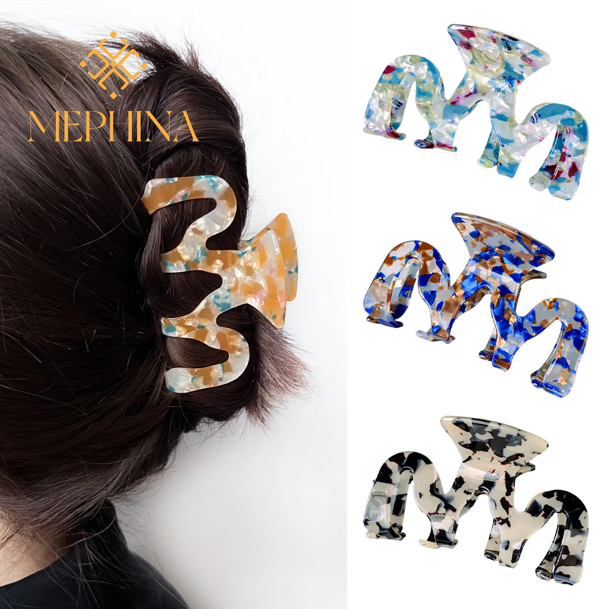 MEPHINA Vintage-Haarklammern, elegante florale Hai-Clips, wellenförmige Haarklammern, vielseitiges Haarklammern-Zubehör für Frauen