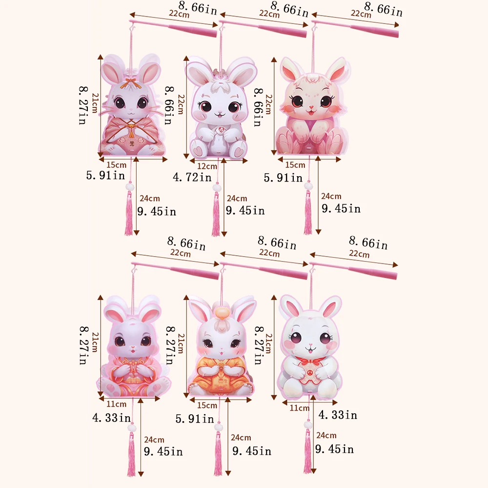Cute Middle Autumn Festival Lantern LED Light DIY Craft Festival Lantern Material Kits Handmade Traditional Cartoon Rabbit Lamps