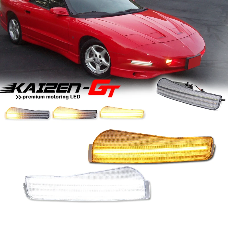 

Switchback Amber Sequential LED Front Turn Signal Lights w/ White DRL / Driving Lights For 1993-1997 Pontiac Firebird Trans Am