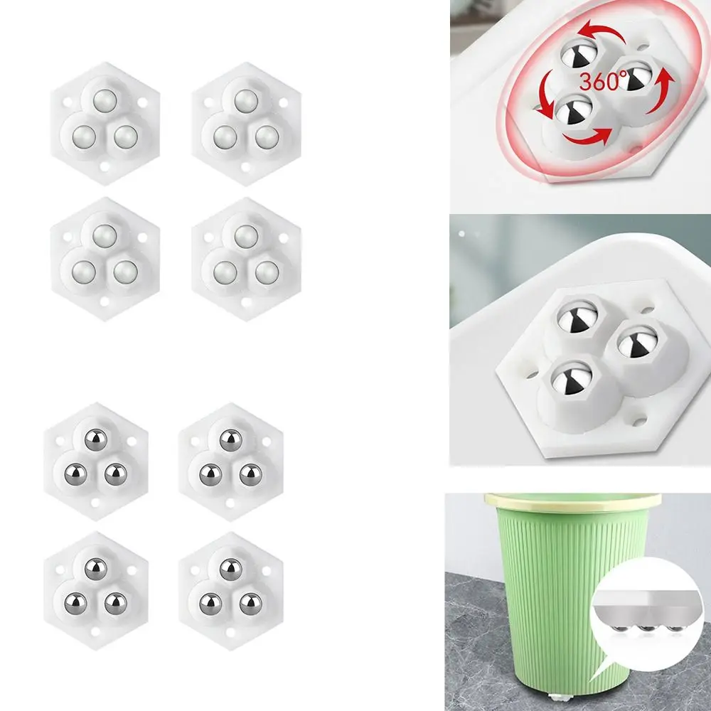 4 قطع بكرة عالمية صغيرة ذاتية اللصق 360 درجة °   خزانة عجلات دوارة ذات 3 خرزات دوارة قابلة للدوران #5