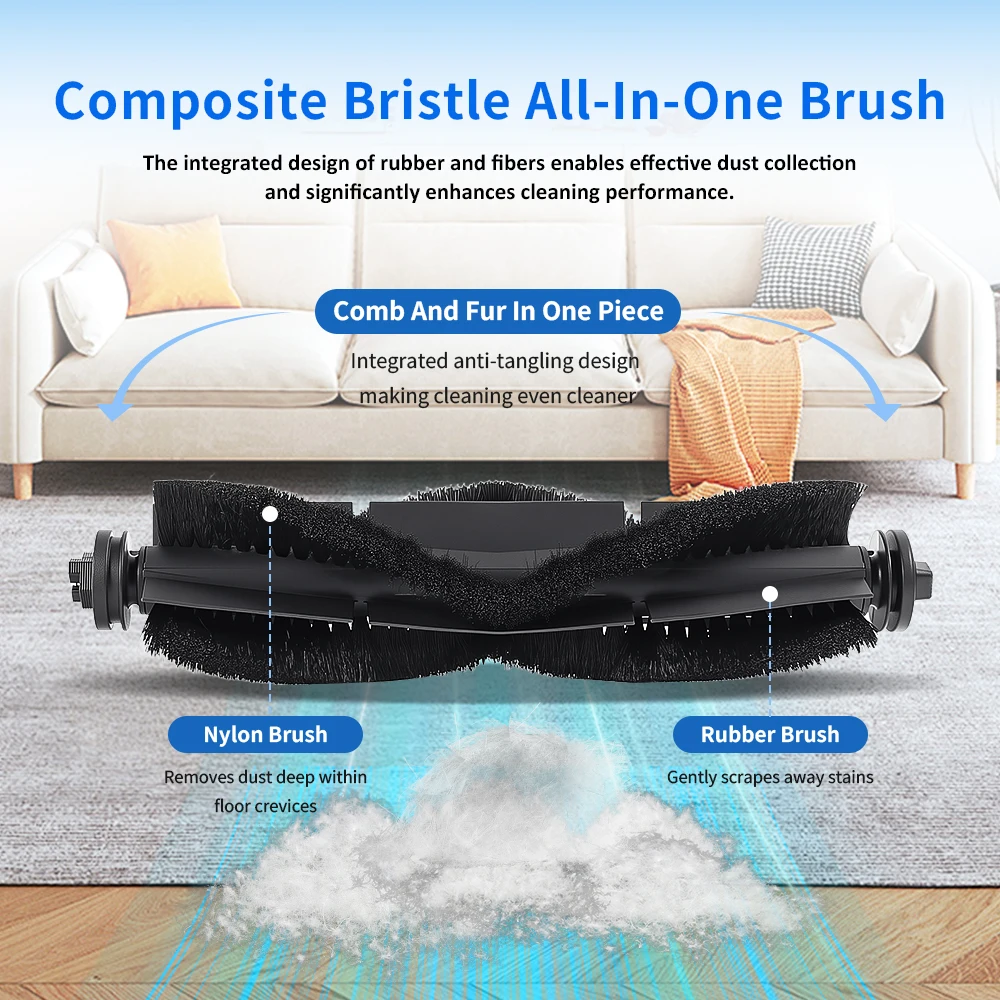 For Eufy X8 Pro/X8 Pro SES Durable Roller Brush Replacement Accessories Robot Vacuum Rubber Main Brush Deep Clean Brushroll Part