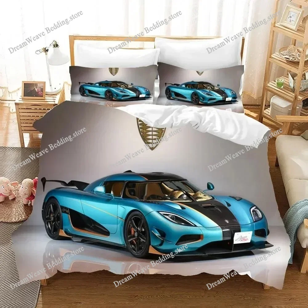 3D Printed Racing Cars Bedding Set Polyester Duvet Cover Extreme Sports Home Decor Bedclothes for Adult Teen Boys Luxury Gift
