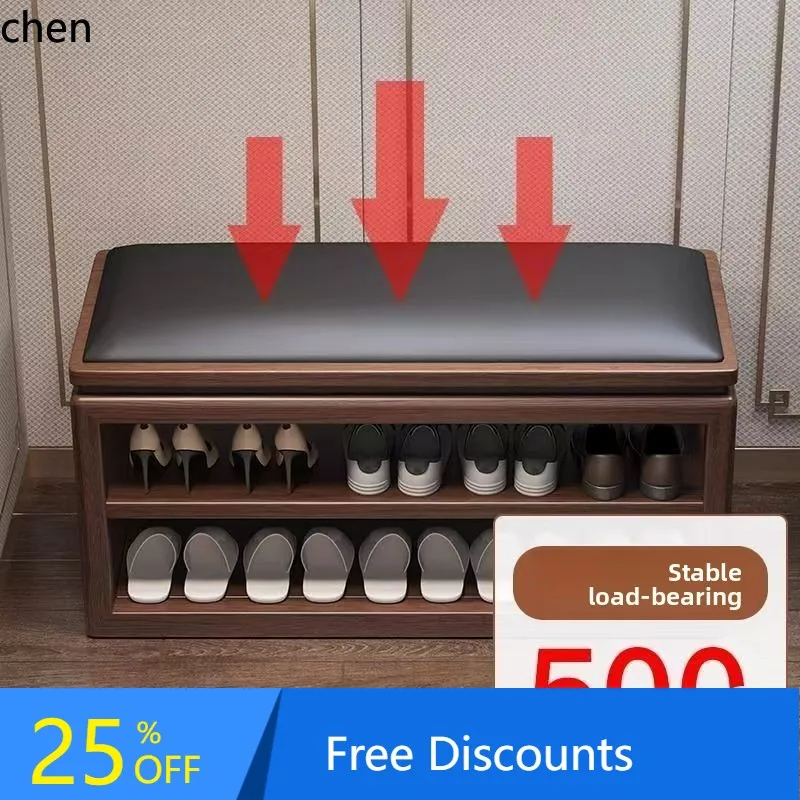 BF  Entryway Cabinet All Solid Wood Shoe Changing Stool Home Use Sitting Shoe Stool Multi-layer Shoe Rack