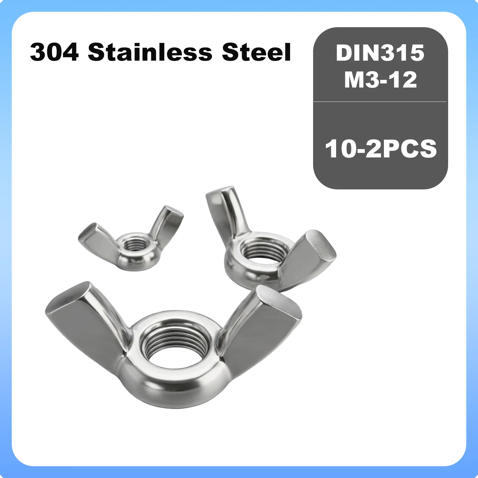 

2/5/10Pcs M3 M4 M5 M6 M8 M10 M12 GB62 DIN315 Stainless Steel Adjust Thumb Nut Hand Tighten Thumbnut Ingot Butterfly Ear Wing Nut
