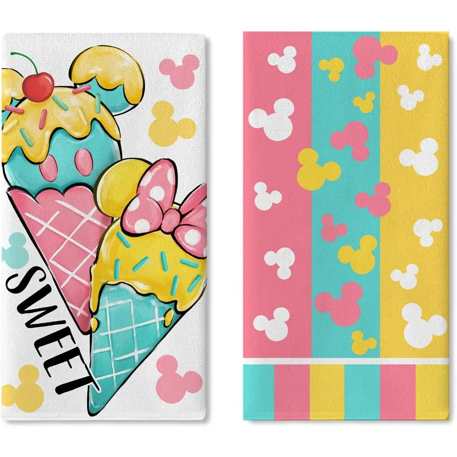 

Сладкое лето, кухонные полотенца для мороженого, набор из 2-х сушильных полотенец для рук, салфетка для выпечки, розового, бирюзового, желтого цвета в полоску, Seasol Hom