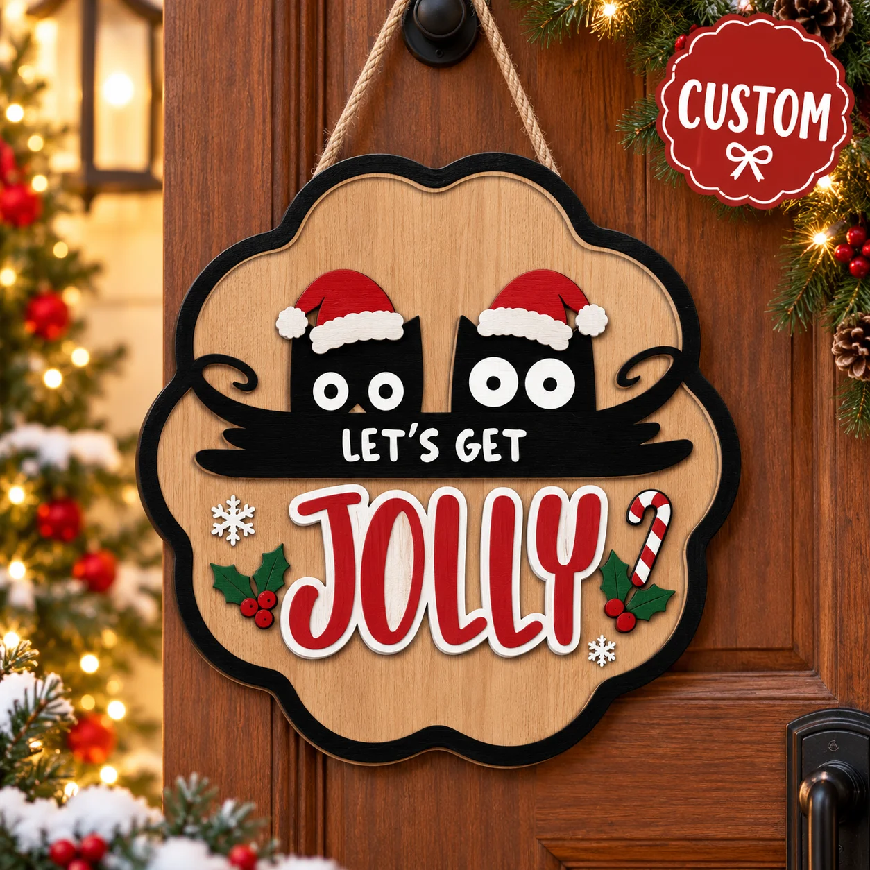 Custom Halloween Wooden Door Sign Personalized Double Layer Wood Door Hanger with Rope for Home Porch Party Decor 10 20 25 30cm