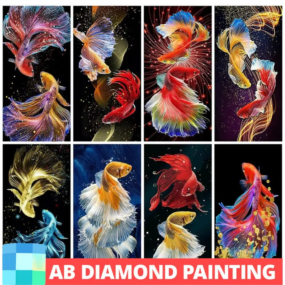 AB Drill Diamond Painting Goldfish Pictures Of Rhinestone Diamond Embroidery Animal Mosaic Cross Stitch Needlework home decor