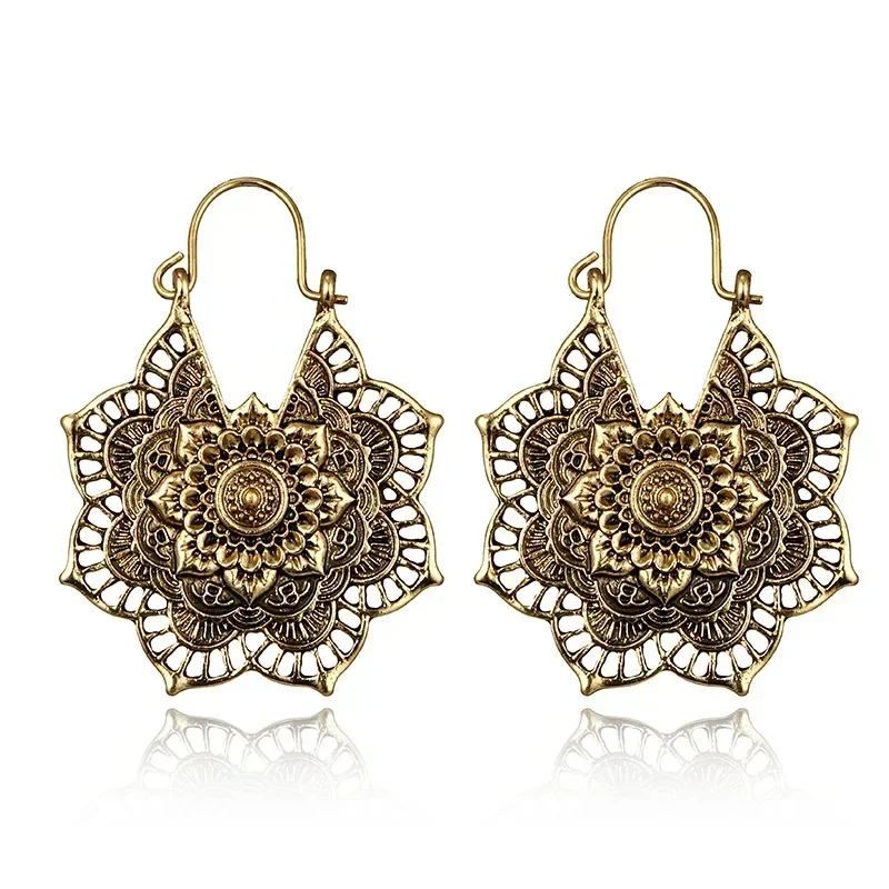 New Femme Oorbellen Antique Gypsy Indian Tribal Ethnic Hoop Dangle Mandala Earrings Boho Boucle Doreille Fashion Aretes De Mujer