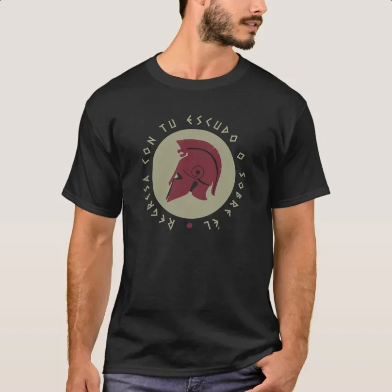 Yelmo Hoplite: It Returns with Your Shield or On Him T-Shirt 100% Cotton O-Neck Short Sleeve Casual Mens T-shirt Size S-3XL
