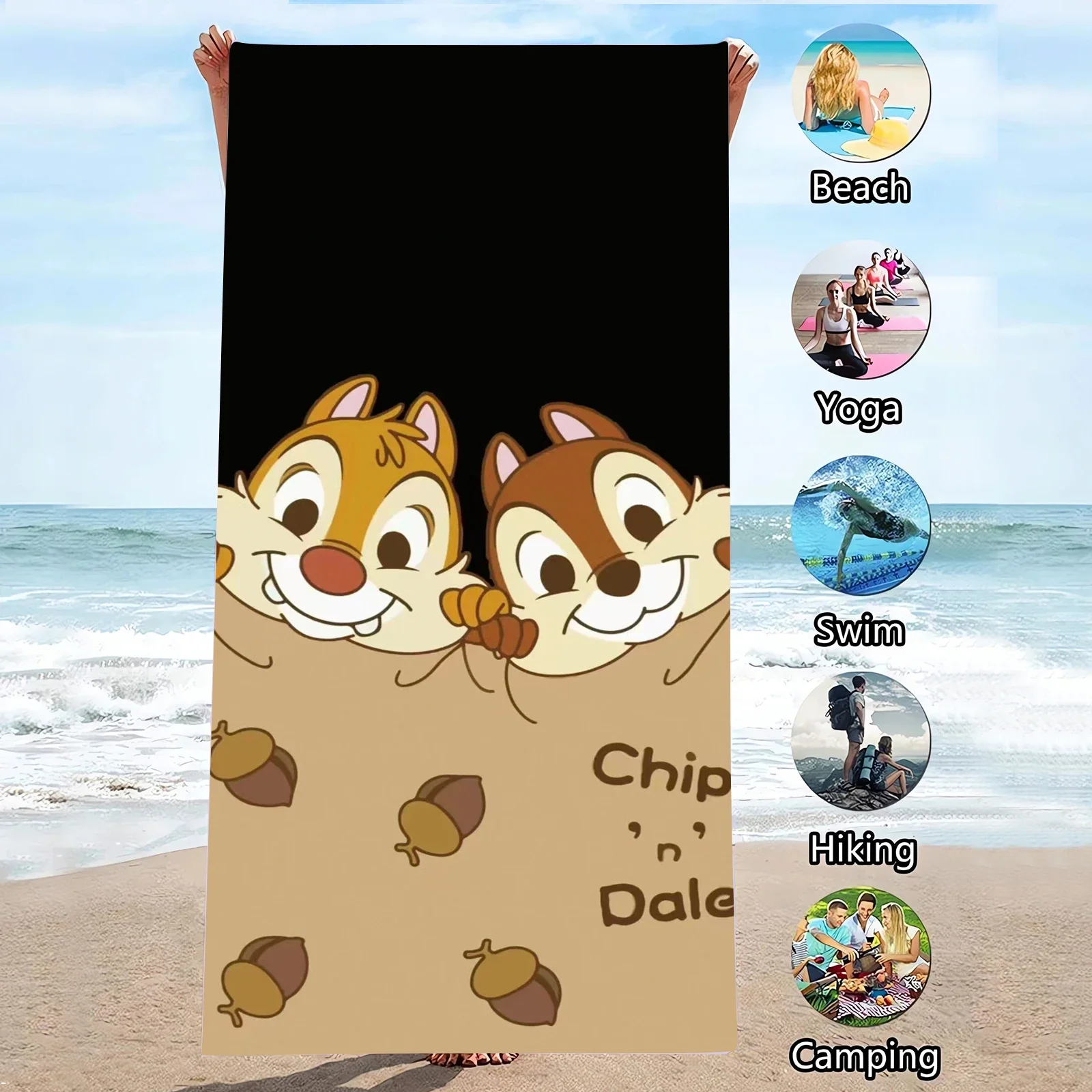 

3D Print Chip N Dale Bath Towels Microfiber Beach Swimming Towel Decor for Adults Kids Gift 75x150cm