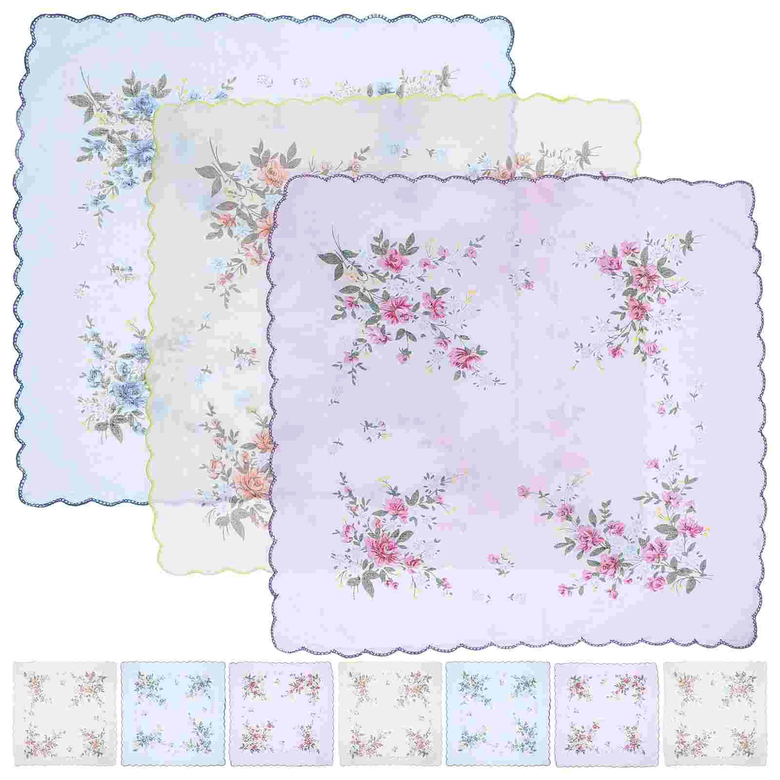 12 Pcs Handkerchief Women Decor Cotton Handkerchiefs Small Floral Wedding for Ladies