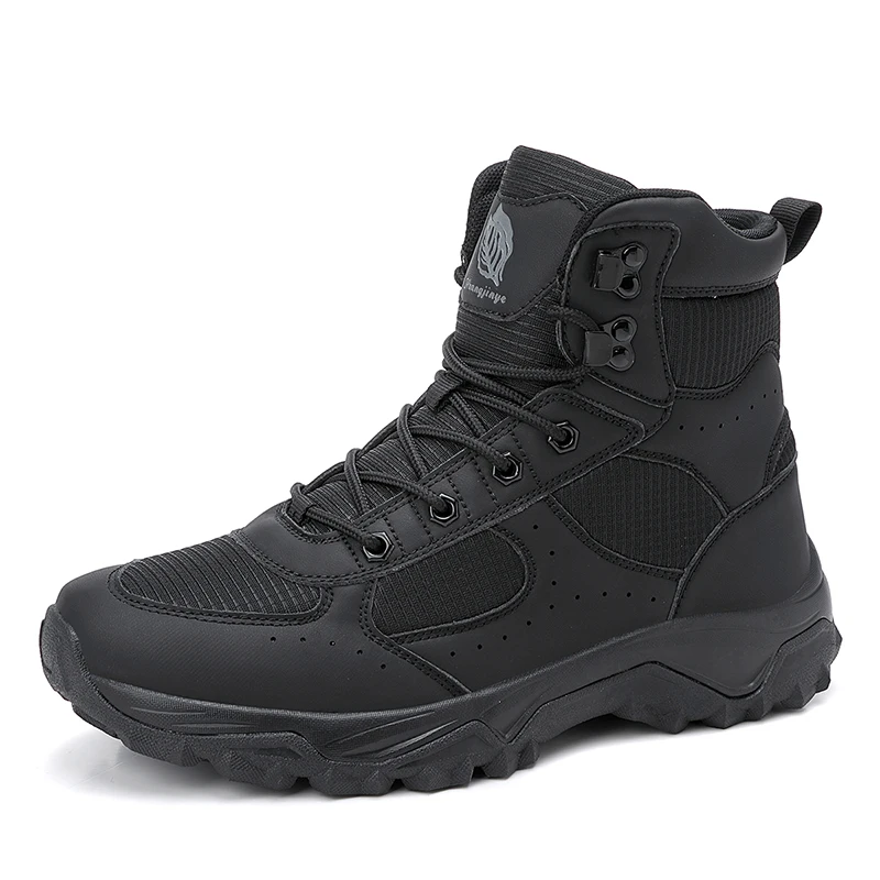 High Quality Men's Brand High-Top Leather Boots Breathable Desert Combat Men's Boots Outdoor Shoes Non-slip Hiking Ankle Boots