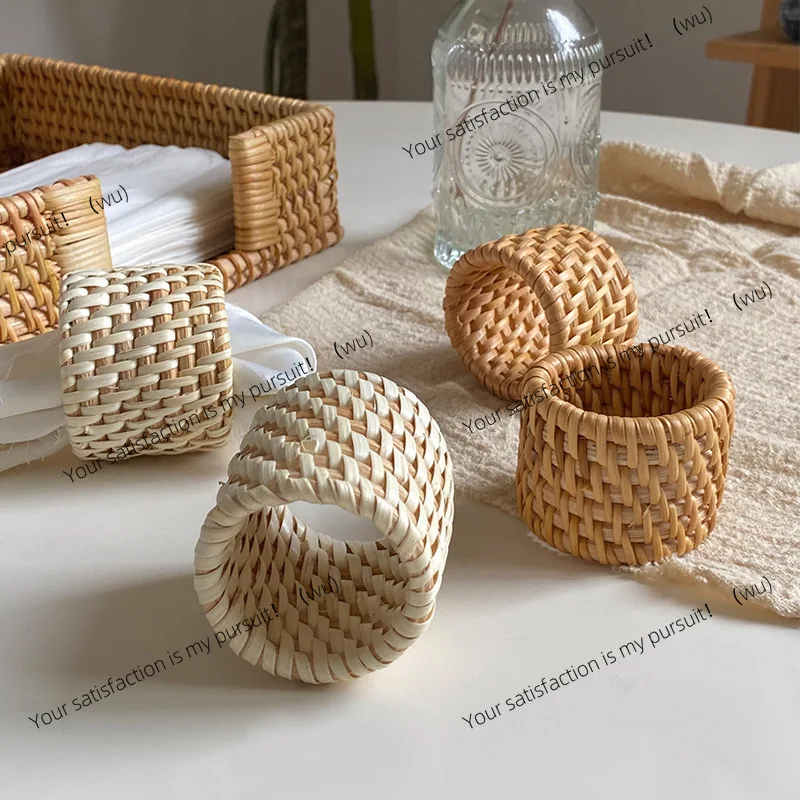 Simple Nordic pure handmade rattan woven autumn rattan woven restaurant meal ring handmade paper towel ring mouth cloth ring