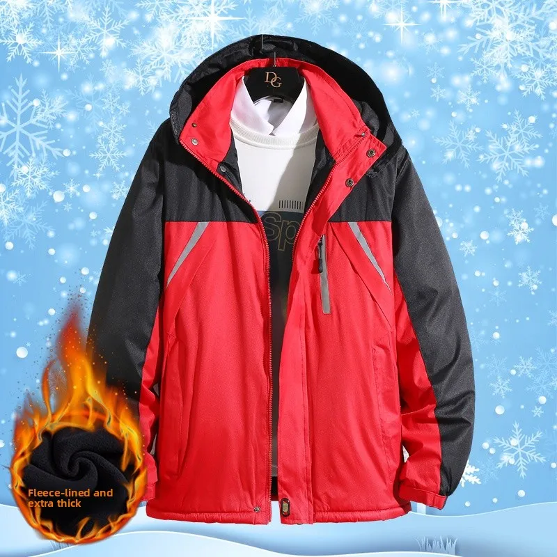 

Men's Winter Thiened Fce Lined Cotton Jaet Workwear Windproof Warm Coat Faionable Urban Sle Long Sve Loose Fit