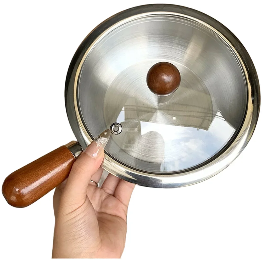 Appliance Stainless Steel Milk Pot Wood Handle Pot 16.3*11.5*6.2cm Stainless Steel Milk Pot Easy To Clean Interior