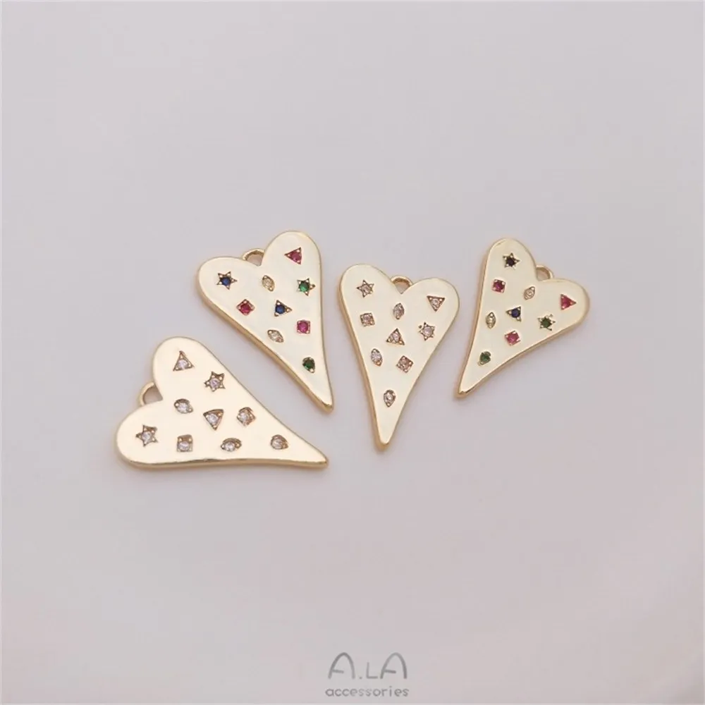 

Peach Heart Pendant 14K Gold Color Preservation Micro-inlaid Zircon Heart-shaped Pendant Diy Bracelet Necklace Jewelry Pendant