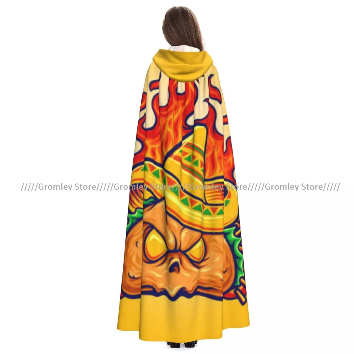 Adult Angry Mexican Taco Cloak Cape Hooded Medieval Costume Witch Wicca Vampire Halloween Costume Dress Coat