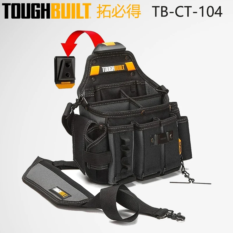 TOUGHBUILT TB-CT-104 Extra Large Tool Kit Electrician Special With Shoulder Straps Belt Buckle Tool Storage Bag