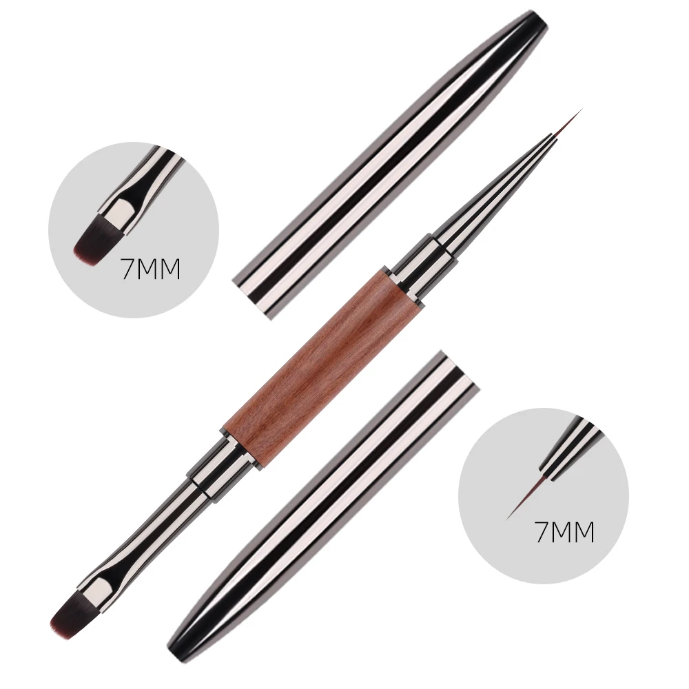 Black Double Head Crystal Handle Drawing Brush for Nail Art